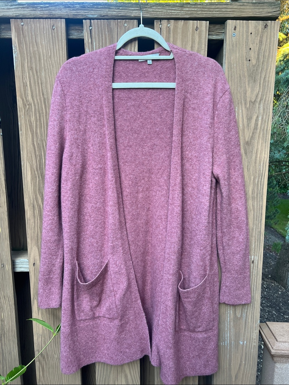 Madewell Dusty Rose Open-Front Longline Cardigan